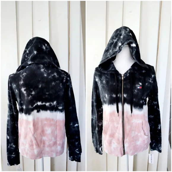 Tommy Hilfiger Black & Pink Tie-Dyed Hoodie - Picture 7 of 8